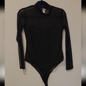 H&M Black Long Sleeve Mesh Long Sleeve Top